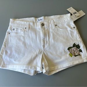 Hudson Jeans Cuffed Embroidered Shorts